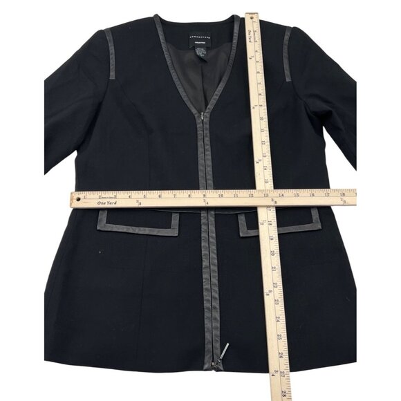 Doncaster Womens Black Wool Blend Blazer Jacket With Contrast Trim & Zip Closure - Picture 3 of 4